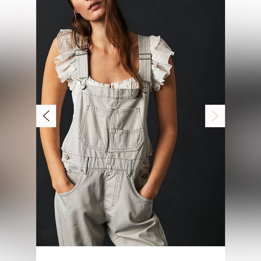 Free people cream overalls size large